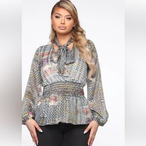 Fashion Nova The Way You Work Chiffon Blouse - Multi Color
